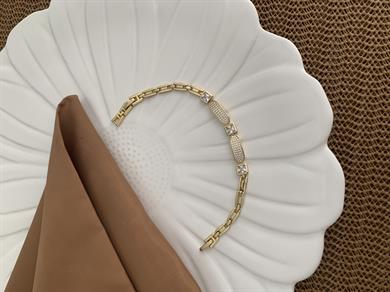 Vip 14K Zirkon Taşlı Vintage Tasarım Bileklik