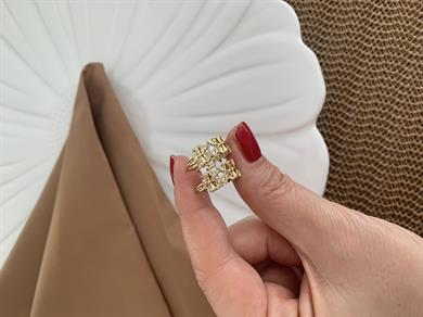Vip 14k Zirkon Taşlı Yıldız İşlemeli Halka Küpe