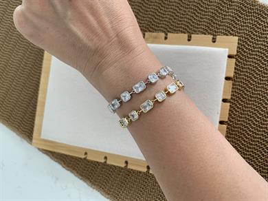 Vip Baget Kare Tek Taş Sıralı Bileklik 