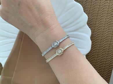 Vip Baget Taşlı Su Yolu Kare Tek Taş Bileklik