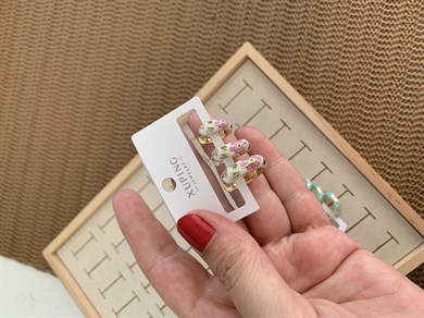 Vip Çiçek Mineli Üçlü Set Halka Küpe