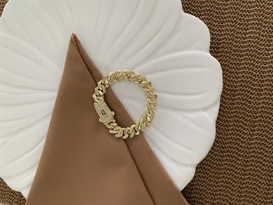 Vip Gold 19 Cm Zirkon Taşlı Kesme Gurmet Bileklik