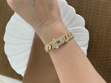 Vip Gold 19 Cm Zirkon Taşlı Kesme Gurmet Bileklik