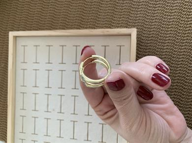 Vip Gold 2 Cm Bombeli Baget Tek Taş Halka Küpe