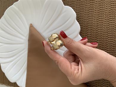 Vip Gold 2 Cm Kalın Bombeli Plaka Halka Küpe