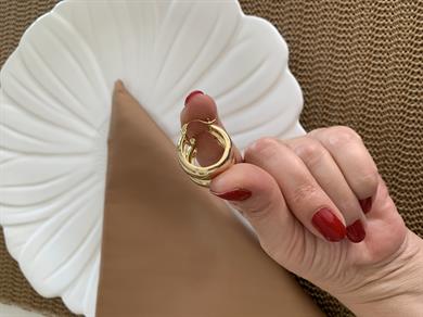 Vip Gold 2 Cm Kalın Bombeli Plaka Halka Küpe