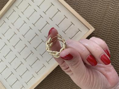 Vip Gold 2 Cm Pırıltılı Burgu Halka Küpe