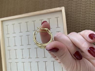 Vip Gold 2 Cm Pırıltılı Kıvrımlı Halka Küpe