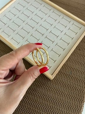 Vip Gold 2,5 cm Bombeli İnce Düz Halka Küpe