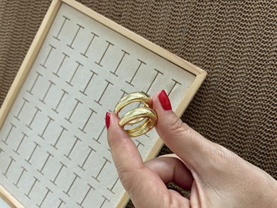 Vip Gold 2,5 cm Bombeli Kalın Düz Oval Halka Küpe
