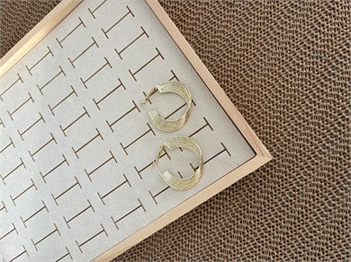 Vip Gold 3 Cm Pırıltılı Altı Sıralı Halka Küpe