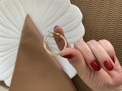 Vip Gold 3 Cm Pırıltılı Halka Küpe