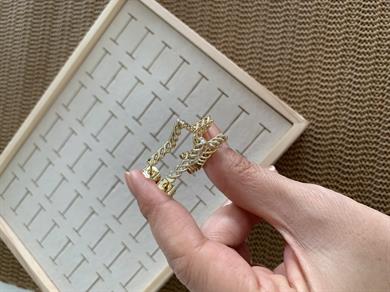 Vip Gold 3 cm Zincir Yıldız Küpe