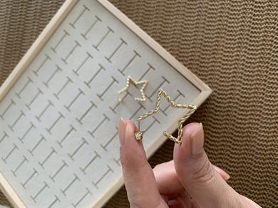 Vip Gold 3 cm Zincir Yıldız Küpe