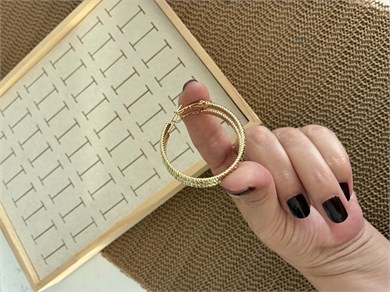 Vip Gold 3,5 Cm Balık Sırtı Detaylı Halka Küpe