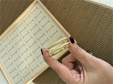 Vip Gold 3,5 Cm Balık Sırtı Detaylı Halka Küpe