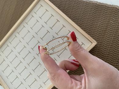 Vip Gold 3,5 Cm Zirkon Taşlı Su Yolu Halka Küpe