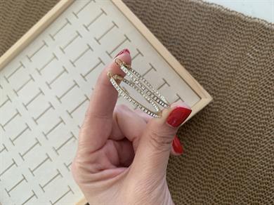 Vip Gold 3,5 Cm Zirkon Taşlı Su Yolu Halka Küpe