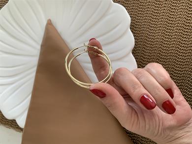 Vip Gold 4 Cm İnce Boru Halka Küpe