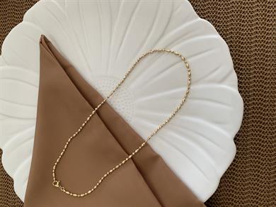 Vip Gold 44 Cm Pırıltılı Yassı Topçuk Sıralı Kolye