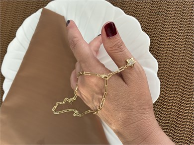Vip Gold 45 Cm Ataç Zincir Gömme Tek Taşlı Yıldız Y Kolye