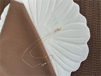 Vip Gold 45 Cm İnce Zincirli Büyük Daire Tek Taş Kolye