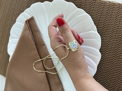 Vip Gold 60 Cm İtalyan Zincir Baget Taşlı Kirpikli Göz Kolye