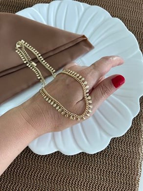 Vip Gold 45 cm Klasik Zincir Plaka Damla Sıralı Kolye