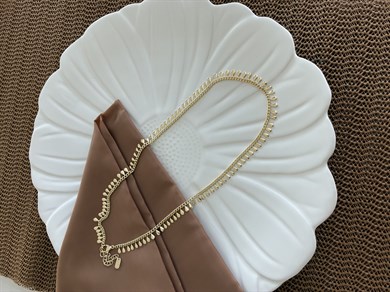 Vip Gold 45 cm Klasik Zincir Plaka Damla Sıralı Kolye