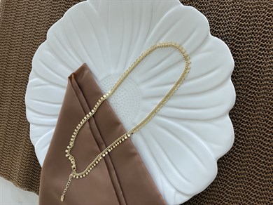 Vip Gold 45 cm Klasik Zincir Plaka Pul Sıralı Kolye