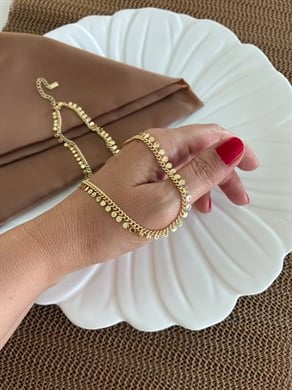 Vip Gold 45 cm Klasik Zincir Plaka Pul Sıralı Kolye