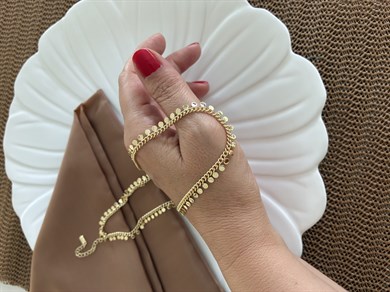 Vip Gold 45 cm Klasik Zincir Plaka Pul Sıralı Kolye