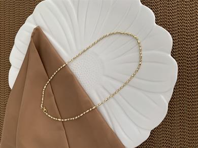 Vip Gold 45 Cm Pırıltılı Yassı Topçuk Sıralı Kolye