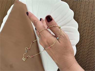 Vip Gold 45 Cm Renkli Topçuk Sıralı Kolye