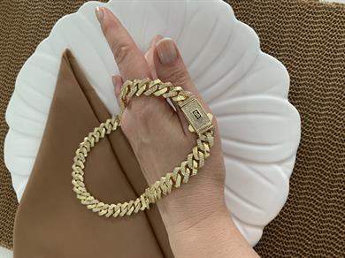 Vip Gold 45 Cm Zirkon Taşlı Kalın Kesme Gurmet Kolye