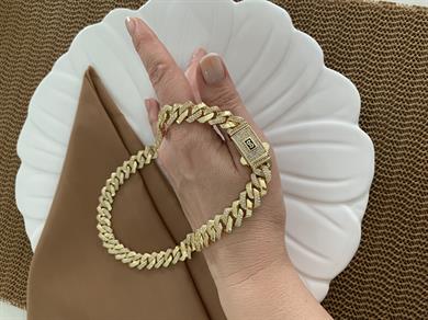 Vip Gold 45 Cm Zirkon Taşlı Kalın Kesme Gurmet Kolye