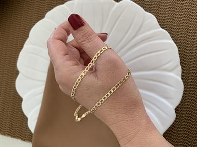 Vip Gold 55 Cm İnce Hasır Örgü Zincirli Kolye