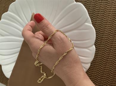 Vip Gold 58 Cm Pırıltılı Seyrek Burgu Zincir Kolye