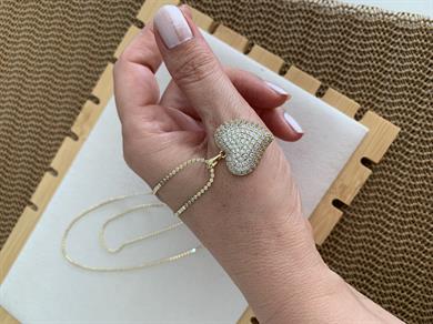Vip Gold 60 Cm İnce Ezme Zincir Komple Zirkon Taşlı Kalp Kolye