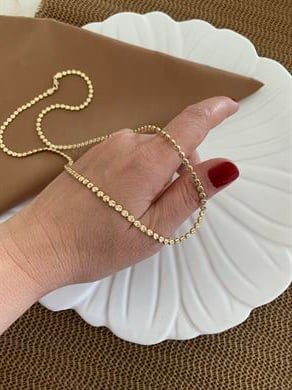 Vip Gold 60 Cm Pırıltı İşlemeli Ezme Zincirli Kolye