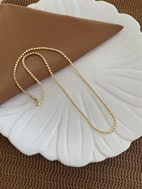 Vip Gold 60 Cm Pırıltı İşlemeli Ezme Zincirli Kolye