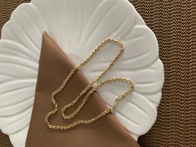 Vip Gold 60 Cm Pırıltılı S Burgu Zincir Kolye