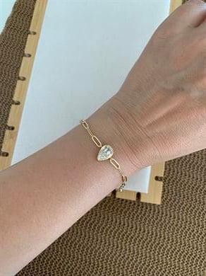 Vip Gold Ataç Zincir Zirkon Taşlı Damla Bileklik