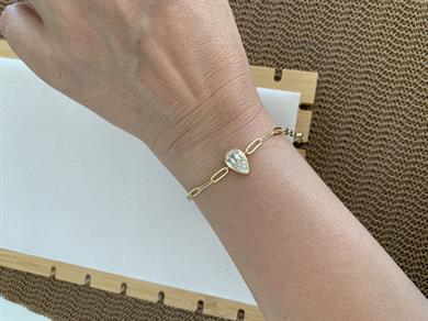 Vip Gold Ataç Zincir Zirkon Taşlı Damla Bileklik