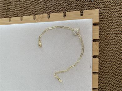 Vip Gold Ataç Zincir Zirkon Taşlı Damla Bileklik