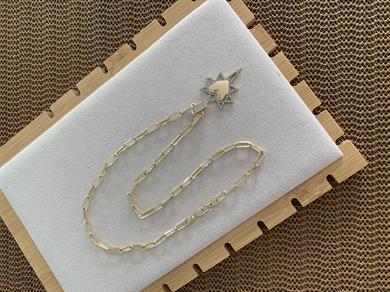 Vip Gold Ataç Zincir Zirkon Taşlı Kalpli Kutup Yıldız Charm Kolye