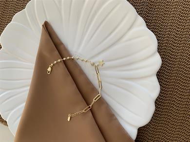 Vip Gold Ataç Zincir Zirkon Taşlı Top Yıldız Sallantılı Bileklik