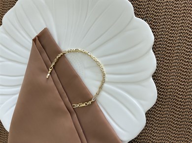 Vip Gold Baget Gömme Taşlı Damla Daire Sıralı Bileklik