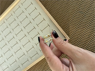 Vip Gold Baget Taş Biyeli Halka Küpe
