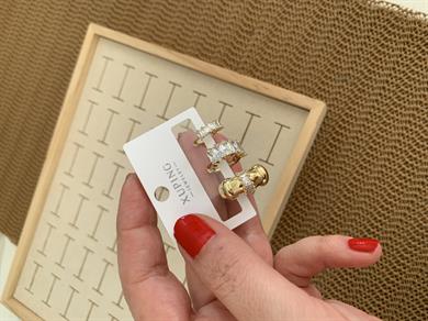 Vip Gold Baget Taşlı Biyeli Üçlü Set Halka Küpe